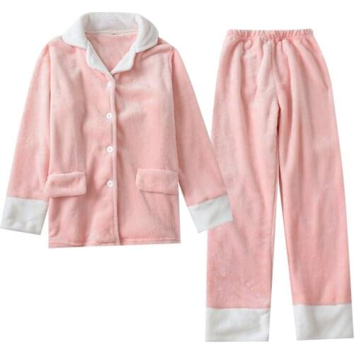 2019 Autumn Winter Women Pajama Sets Couples Warm Flannel Long Sleeves Sleepwear Male&Female Thick Home Suit Pyjamas For Lovers