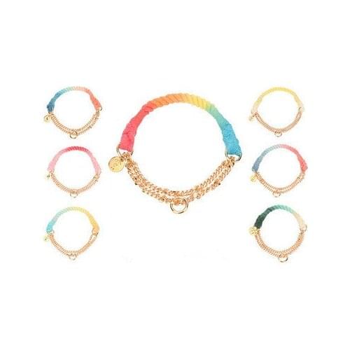 3pcs/lot Pet rainbow traction rope collar p-chain dog small and medium-sized gradient iron chain stud dog