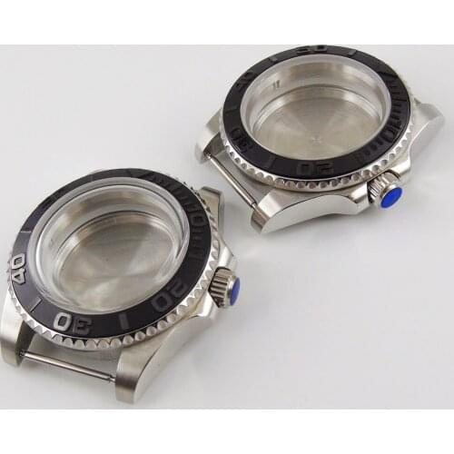 40MM Accessories Parts Domed/Sapphire Glass Brushed Ceramic Bezel Watch Case Fit NH35 NH36 Movement