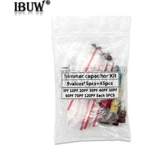 45pcs Variable Trimmer capacitor Assorted Kit JML06 5pf 10pf 20pf 30pf 40pf 50pf 60pf 70pf 120pf Adjustable capacitors set pack