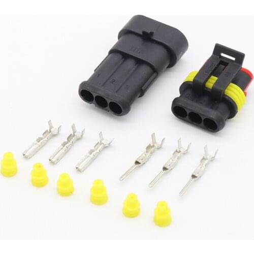 5 sets Kit 3 Pin Way Waterproof Electrical Wire automotive Connector Plug for car