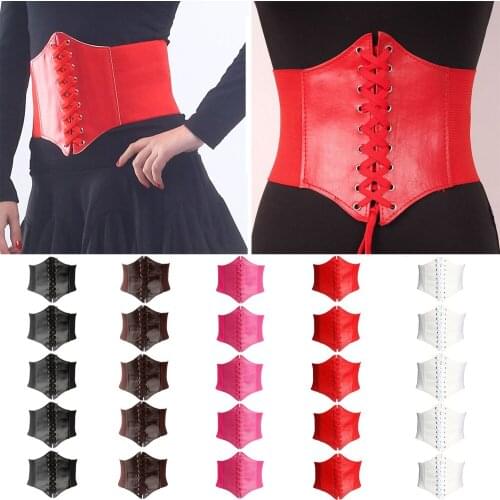 5 Packs Womens Super Wide Faux Leather Tassels Elastic Stretch Corset Waistband SETLL0003