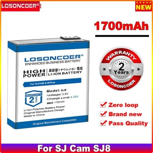 LOSONCOER SJ8 PRO 1700mAh Battery 0 Cycle 100% New for SJ8 Air Batteries for SJCAM SJ8 PRO for SJ Cam SJ8 Plus Action Camera