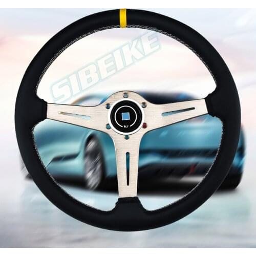 JDM Race Aluminum Sport Leather Universal Custom Racing Car Steering Wheel