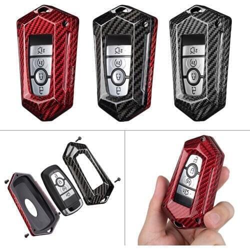 Car Carbon Fiber Key Fob Case Cover For Ford Fusion F-150 Mondeo Edge Ecosport Mustang Explorer Ranger Escape Focus For Lincoln