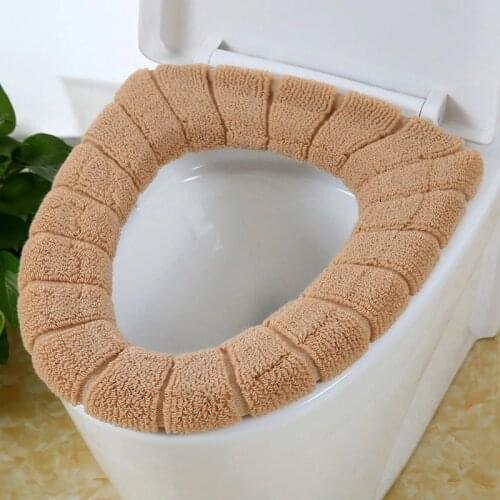 Polyester Bathroom Toilet Seat Cover Thick Washable Comfortable Closestool Protector Cover Elastic Reusable Toilet Seat Cover