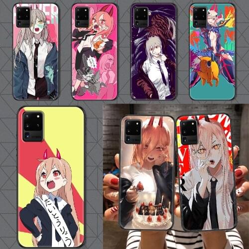 Chainsaw Man Power Phone case For Samsung Galaxy Note 4 8 9 10 20 S8 S9 S10 S10E S20 Plus UITRA Ultra black silicone hoesjes