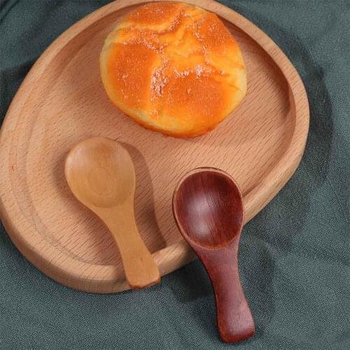 5 Mini Wooden Spoon Kitchen Spice Spoon Wood Sugar Tea Coffee Scoop Small Short Condiment Spoons Utensils Cooking Tool