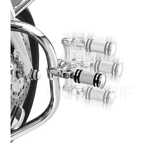 For Harley Touring For Indian Honda Kawasaki 360 Degree Adjustable Highway Foot Rests Mount Bracket 1-1.25" Footpeg Support