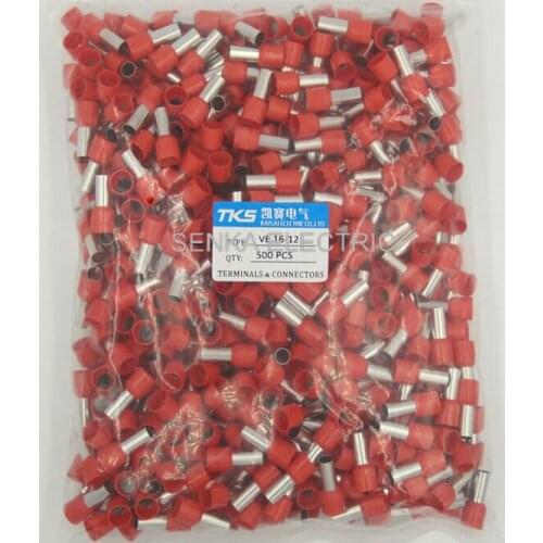 E16-12 500pcs/lot any color copper ferrule crimp terminal Cord End Insulated Terminals