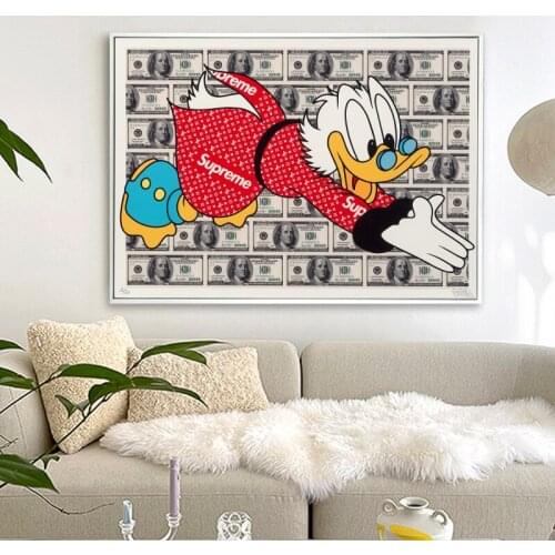 Living Room Sofa Background Wall Decoration Painting Anime Donald Duck Joint Mural Bedroom Dollar Cartoon Trend Hanging Painting