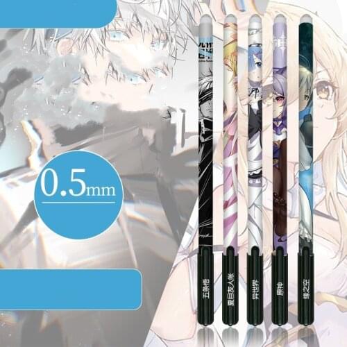Anime Gel Pens Jujutsu Kaisen Genshin Impact Cartoon Gel Pen Student Writing Supplies Office School Supply Kawaii Plastic 0.5mm