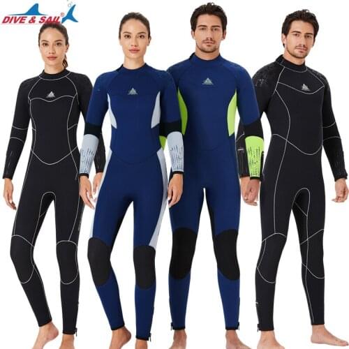 Wetsuit Men Women 5mm Neoprene Full Body UV Protection One Piece Long Sleeves Scuba Diving Suits Back Zipper Swimsuit