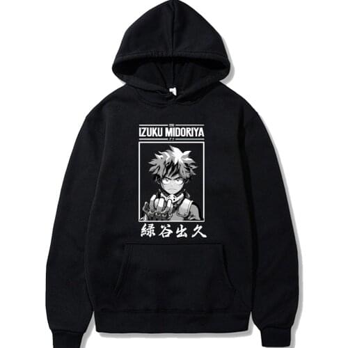 Midoriya Izuku Printed Hoodies Anime My Hero Academia Streetwear Hoodies Sweatshirts Men Oversized Winter Warm Casual Hoodies