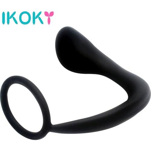 IKOKY Men Climax Butt Plug for Men Male masturbation Adult Products Anal Sex Toys Male Prostate Massager Silicone Cock Ring