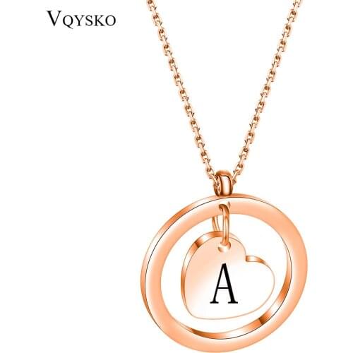 Custom Initials Necklace For Women Stainless Steel Rose Gold Heart Pendant Choker A-Z Girls Fashion Jewelry Letter Necklace