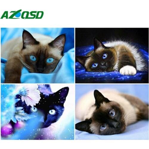 AZQSD Painting By Number Cat Drawing On Canvas DIY Frame Paint By Numbers Animal Kits Modern Wall Art Gifts