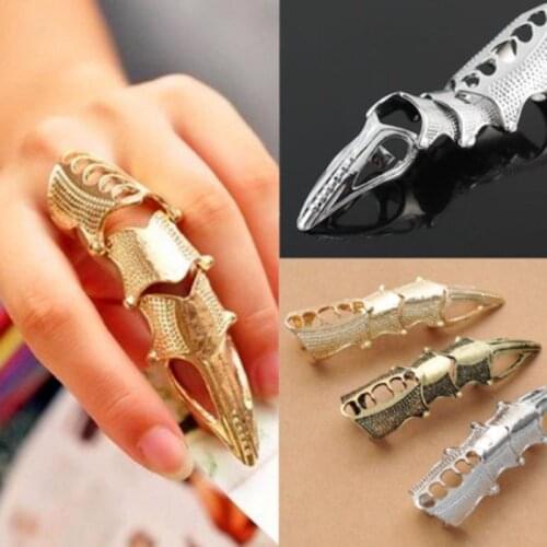 New Punk Knight Skull Armour Knuckle Midi Finger Rings for Women Men Gothic Gold Silver Boy Alloy Adjustable Ring Party Jewelry