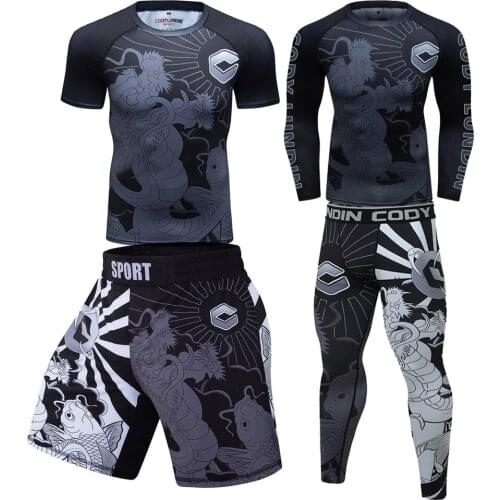 Rashguard MMA Compression T-shirt+Pant Sport Suits Kickboxing Muay Thai Shorts Bjj Jiu jitsu Shirt Training Boxing Clothing Sets