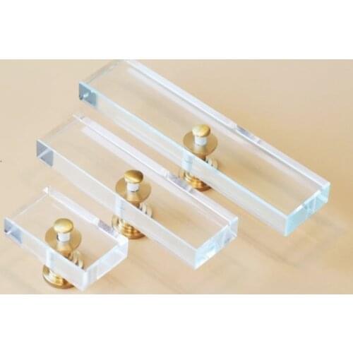 LCH Top Quality Acrylic Square Transparent Cabine Handle Solid Brass Modern Style Clear Door Knob Pull
