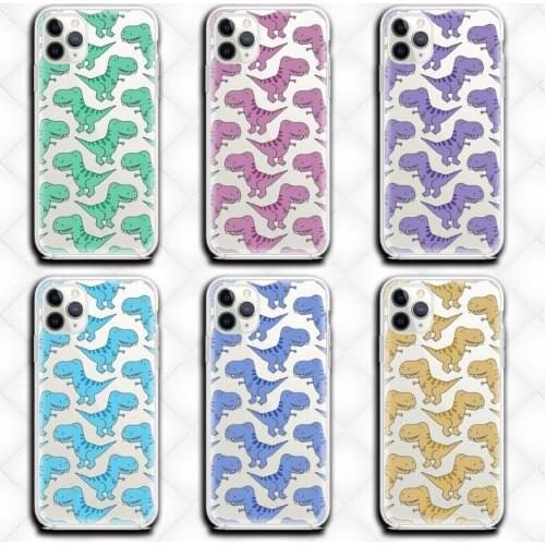 Cute Cartoon Dinosaur Baby Phone Case Clear for iphone 12 11 Pro max mini XS 8 7 6 6S Plus X 5S SE 2020 XR cover