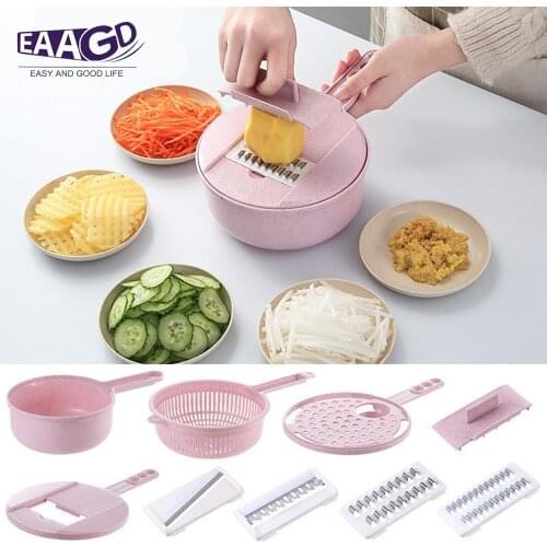 Multi-functional Vegetable Fruit Slicer Manual Cutter Fruit Cutter Slicer Grater with Strainer and Egg Divider
