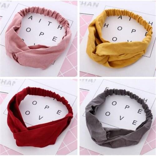 Fashion Solid Colors Big Wide Cotton Headband For Women Hair Accessories Korean Soft Elastic Head Band Jewelry Girl Sport Turban