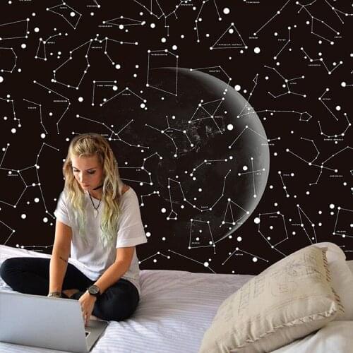 Moon Star Tapestry Wall Hanging Picnic Throw Rug Blanket Camping Tent Sleeping Yoga Mat Tapestries Beach Towel Dorm Wall Decor