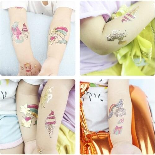 Cartoon Unicorn Tattoo For Kid Cute Fake Tattoos Body Art Baby Waterproof Temporary Tattoo Stickers Safe Little horse