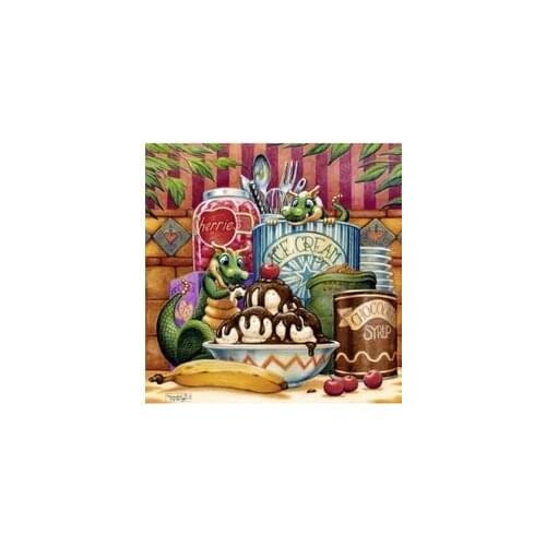 YIXIAO Counted Cross Stitch Kit Cross stitch RS cotton with cross stitch Hae1431 dinosaurs - joy of the sundae