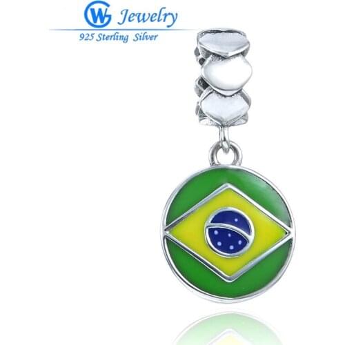 2016 New Fashion 925 Sterling Silver Jewelry Brazil Flag Charm Fits For GW Brand Pendant Jewelry For Bracelet & Necklace S428H20