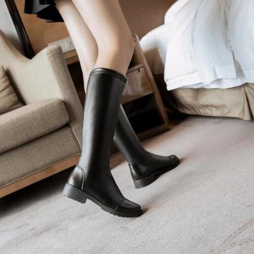 New Over-the-Knee skinny sexy high-heel boots winter knitting Round Toe velvet warm womens boots women thigh high flat boots