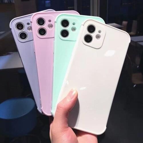 Gimfun Solid Color Shockproof Glossy Phone Case for iPhone 11 12 Mini Pro X XR XS Max 8 7 Plus Simple Soft Tpu Back Cover