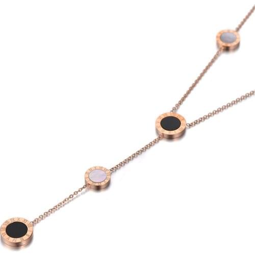 Original Design Stainless Steel Roman Numerals Shell Choker Necklaces For Women Fashion Charm Pendant Necklace N19213