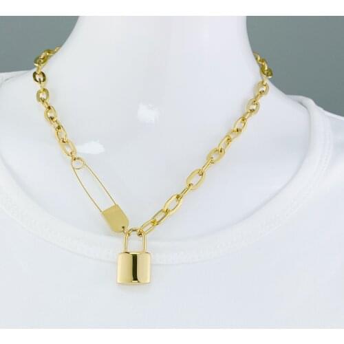 Lock Necklace Jewelry Stainless Steel New Goddess Luxury Golden Color Luxe Fashion Women Hot Sell