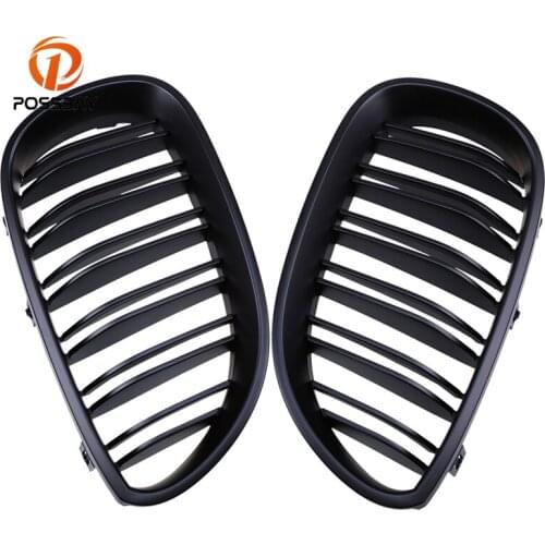 POSSBAY Fit for BMW 5-Series E60/E61 M5 2004-2011 Kidney Grill Front Grille Matte Black Double Lines Auto Car Styling Decoration
