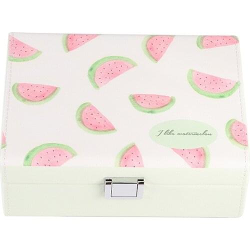 Simple portable earring ring classification jewelry storage box cartoon fruit cute pu multi-functional double-layer jewelry box