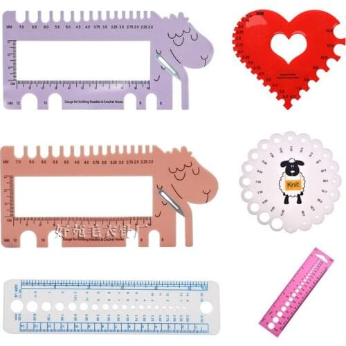 Size Marker Needle Gauge INCH CM Ruler UK US Canada Sizes Plastic Knitting Circle Geometric Template Ruler Student Measure Tools