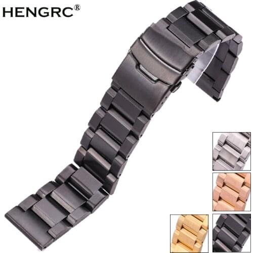 Stainless Steel Watchbands Bracelet 18mm 20mm 22mm 24mm Men Metal Brushed Watch Band Strap Replace Accessories