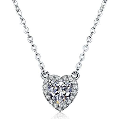 Romantic 2 Carat Heart Shape Simulate Diamond Pendants Necklace for Princess Girl Sterling 925 Silver Fancy Jewelry
