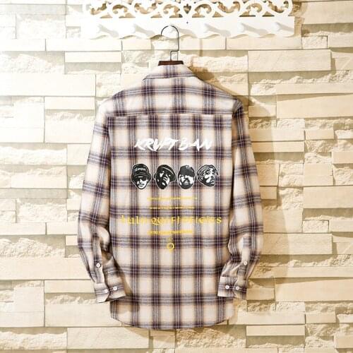Alowen Brushed plaid printed shirt long sleeve Flannel cotton high quality soft men casual shirt slim fit 5XL