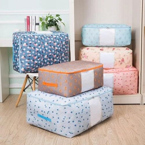 Clothes Quilt Storage Bag Moisture-Proof Closet Tidy Case High Capacity Bedding Storage Bag Visual Window Wardrobe Organizer Box