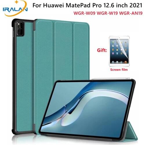 2021 New Case For Huawei MatePad Pro 12.6 inch WGR-W09 WGR-W19 WGR-AN19 Slim Magnetic Flip Stand PU Leather Cover+Screen Film
