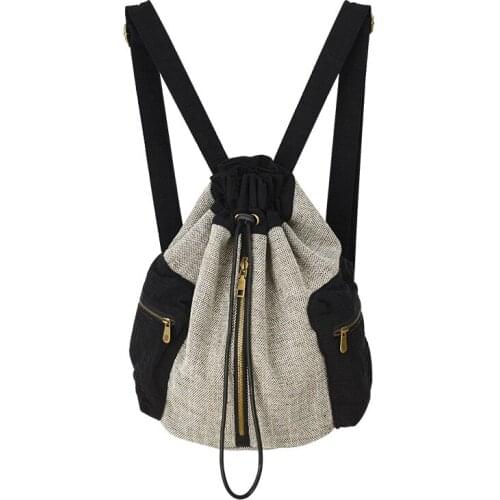 Womens Origional Contrast Color Fashion Bag Cool Pull-belt Creative Backpack Casual Backpack