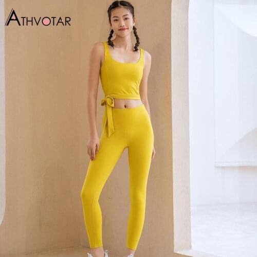 ATHVOTAR Two Piece Set Women Tracksuits Sweat Suits fitness Top and Pants High Waist Jogger Set Sportswear Women
