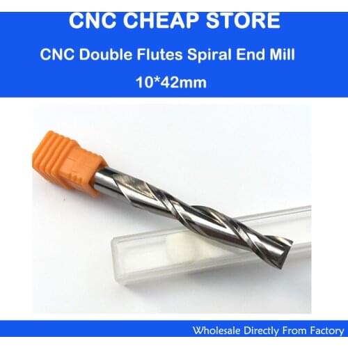 1pc 10mm SHK 10mm CED 42mm CEL Wood cutter CNC Router Bits 2 Flute Spiral End Mill Double Flute Milling Cutter Spiral PVC Cutter