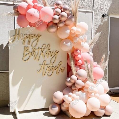 105pcs Cream Peach Memorial Day Party Arch Backdrop Baby Shower Supplies Event Retro Pink Decor Birthday Balloon Garland Kits