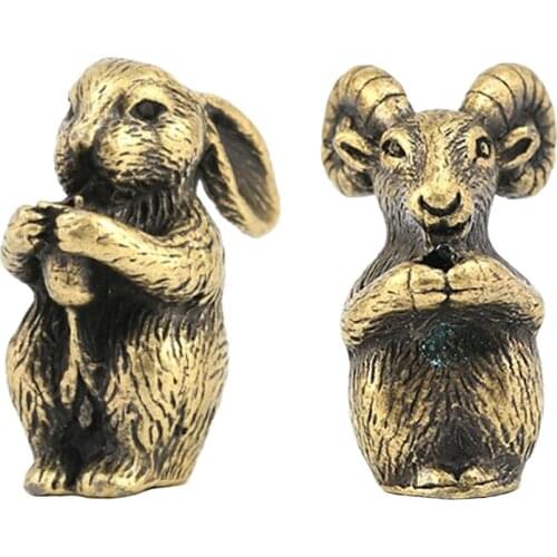 2 Chinese Shengxiao Zodiac Rabbit Goat Animal Statues Incense Stick Holder