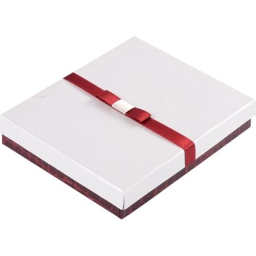 20pcs 16x13x3cm White Cuboid Jewelry Set Cardboard Christmas Xmas Gift Boxes with Sponge and Ribbon for Necklace Earring Packing