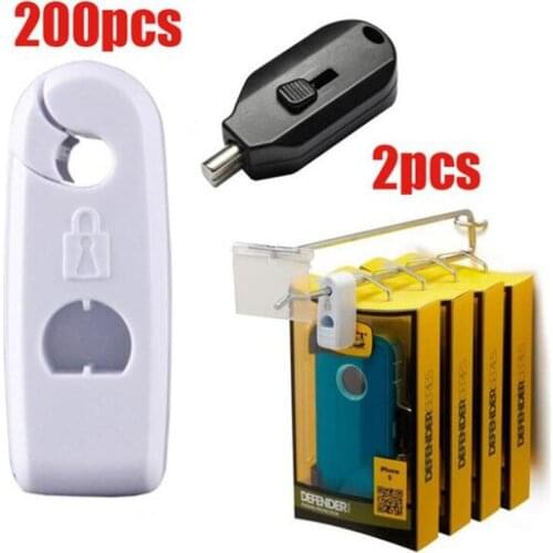 200PCS 2021 Newest Model Anti-Theft Security Stop Lock Security StopLok For Samsung Display Hook Dia 6mm White Color